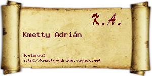 Kmetty Adrián névjegykártya